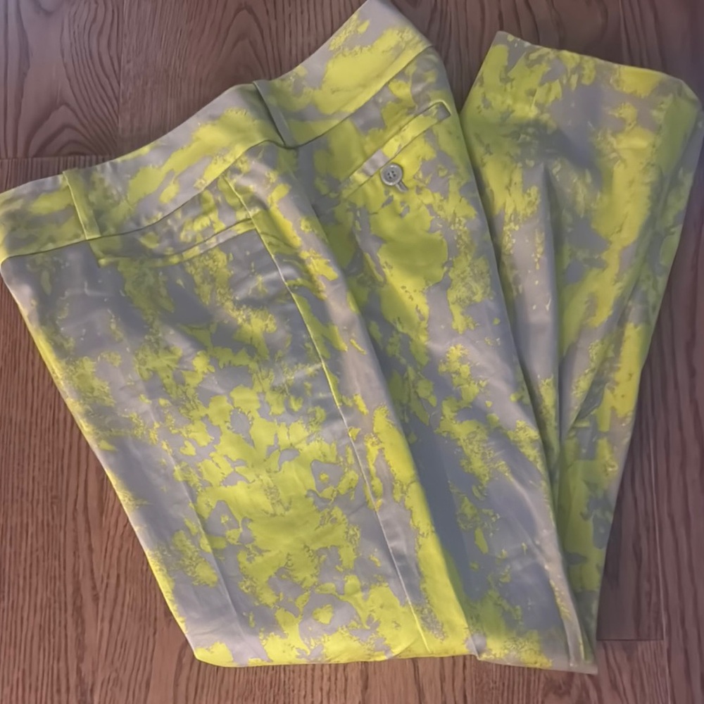 The Limited Neon Yellow and Gray Patterned Pants